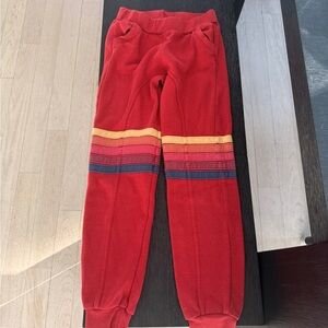 Aviator Nation Red Sweatpants with Stripes